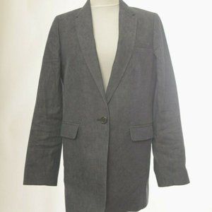 J Crew Collection Women Size 8 Japanese Denim Blazer Jacket One-Button Blue Twee